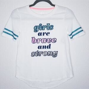 SO® Varsity Graphic Tee GIRLS ARE BRAVE AND STRONG